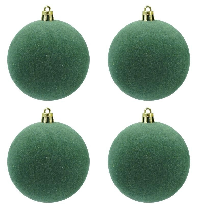 Palle di Natale in Plastica e Velluto D.10 cm Conf. da 4 Pezzi