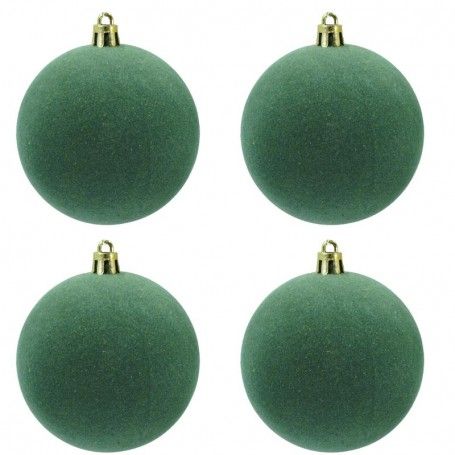 Palle di Natale in Plastica e Velluto D.10 cm Conf. da 4 Pezzi