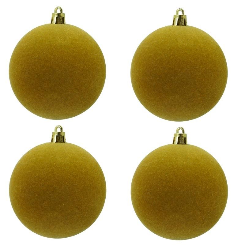 Palle di Natale in Plastica e Velluto D.10 cm Conf. da 4 Pezzi