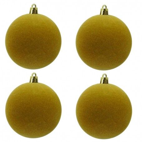 Palle di Natale in Plastica e Velluto D.10 cm Conf. da 4 Pezzi
