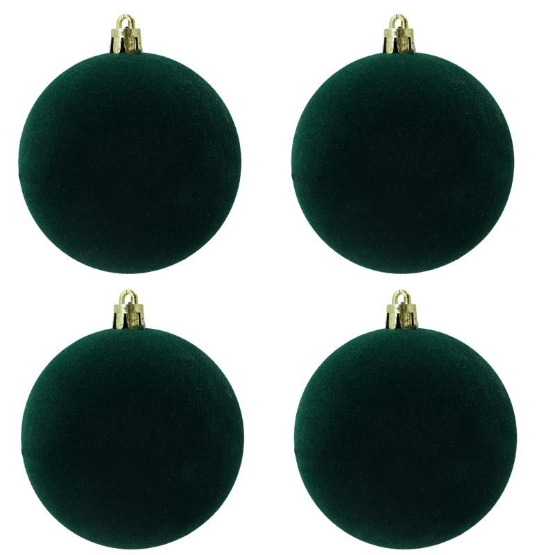 Palle di Natale in Plastica e Velluto D.10 cm Conf. da 4 Pezzi