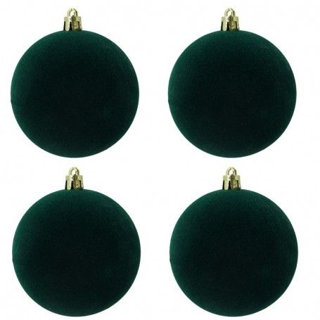 Palle di Natale in Plastica e Velluto D.10 cm Conf. da 4 Pezzi