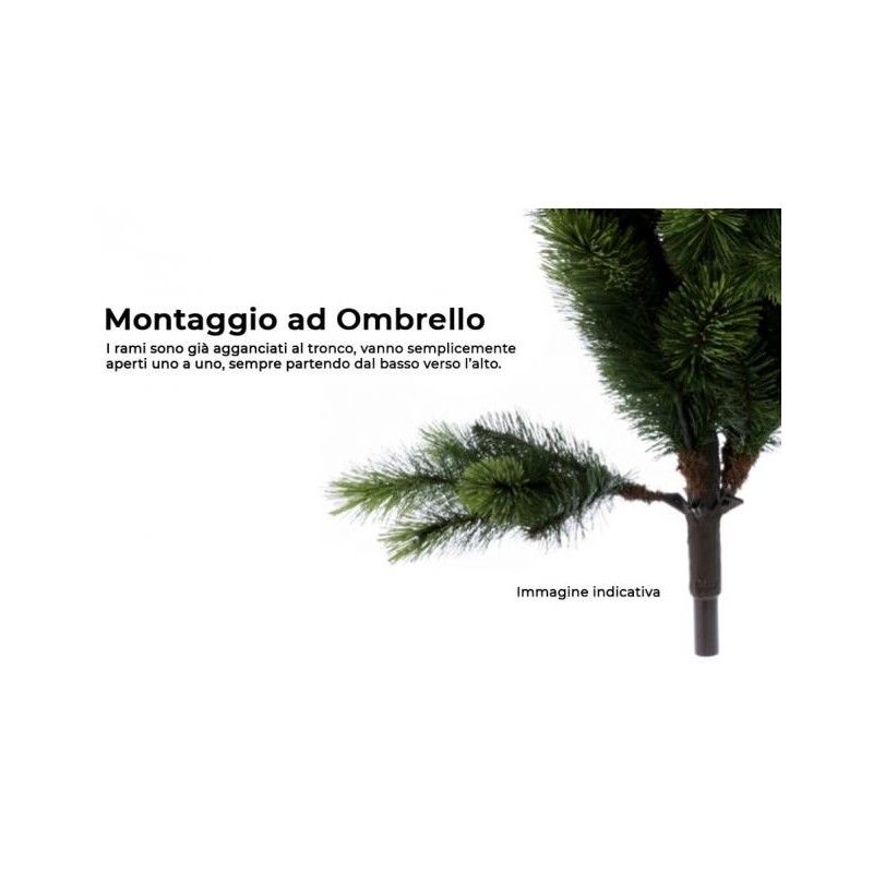 Albero di Natale Abete Verde in Pe+Pvc H.150/300 cm Apertura ad Ombrello - Panormo Green