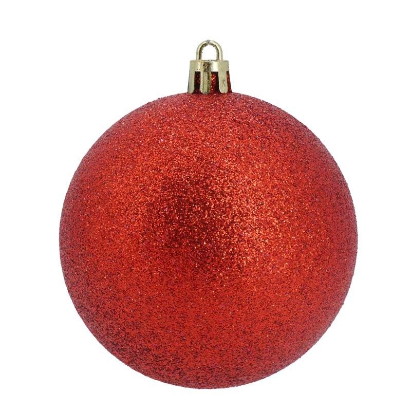 Palle di Natale in Plastica con Glitter D.8 cm Conf. da 6 Pz