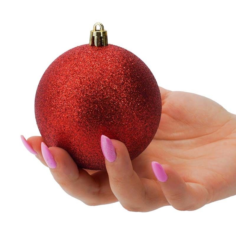 Palle Di Natale Infrangibili In Plastica Con Glitter Tinsel - 6 Pezzi, 10 Cm, Color Argento, Per Esterno E Interno - 3