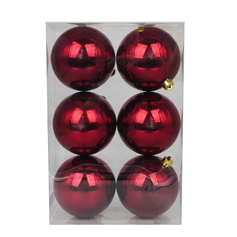 Palle di Natale in Plastica Lucide D.10 cm Confezione da 6 Pz