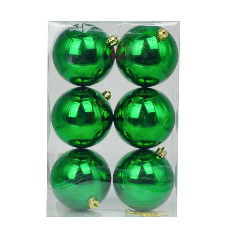 Palle di Natale in Plastica Lucide D.10 cm Confezione da 6 Pz