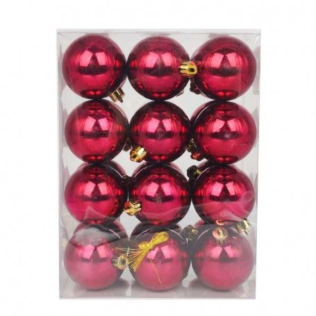 Palle di Natale in Plastica Lucide D.6 cm Confezione da 24 Pz