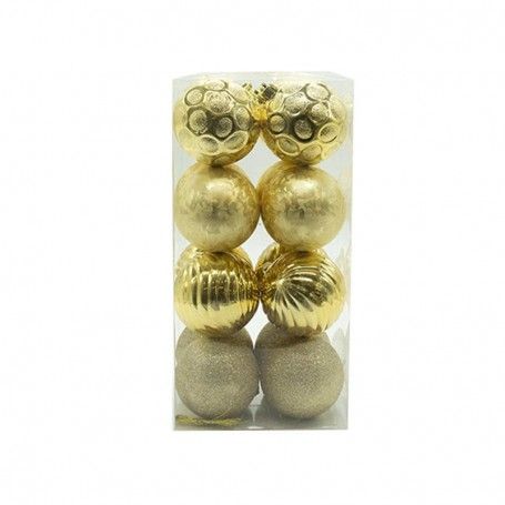 Palle di Natale Decorate in Plastica D.8 cm Confezione da 16 Pz