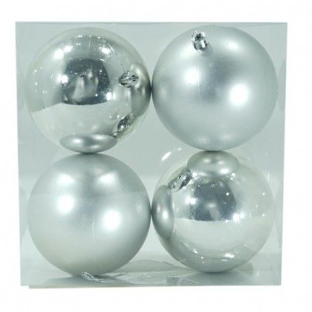 Palle di Natale in Plastica Lucide e Opache D.10 cm Conf. da 4 Pz