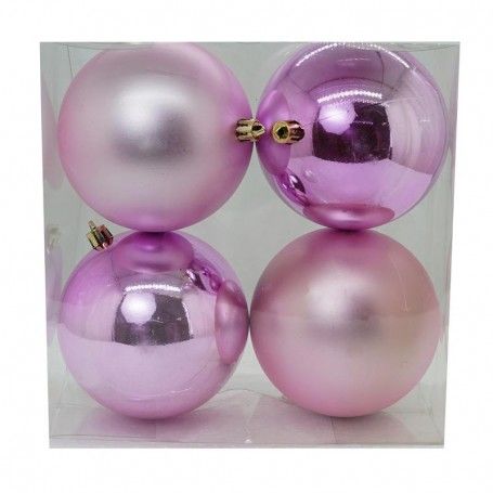 Palle di Natale in Plastica Lucide e Opache D.10 cm Conf. da 4 Pz