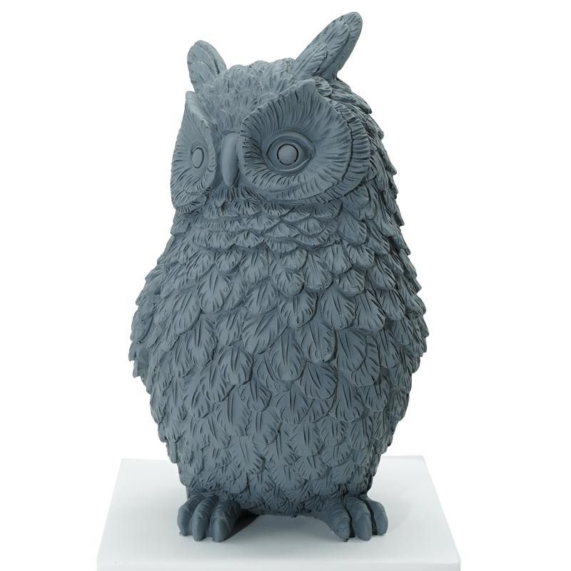 Statua Gufo in Resina su Cubo Bianco H.29,5 cm