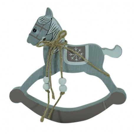 Cavallo a Dondolo in Legno Marrone e Grigio H.13 cm