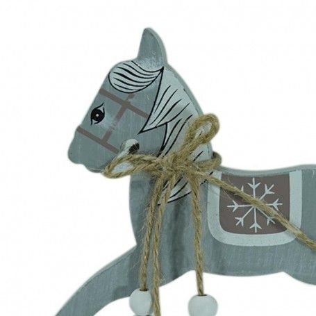 Cavallo a Dondolo in Legno Marrone e Grigio H.13 cm