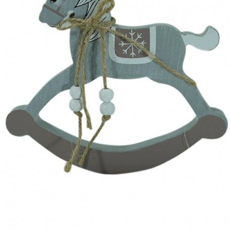 Cavallo a Dondolo in Legno Marrone e Grigio H.13 cm