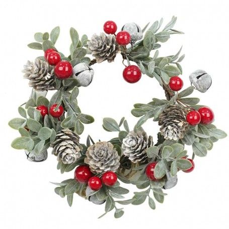 Girocandela Natalizio con Pigne e Bacche D.9 cm