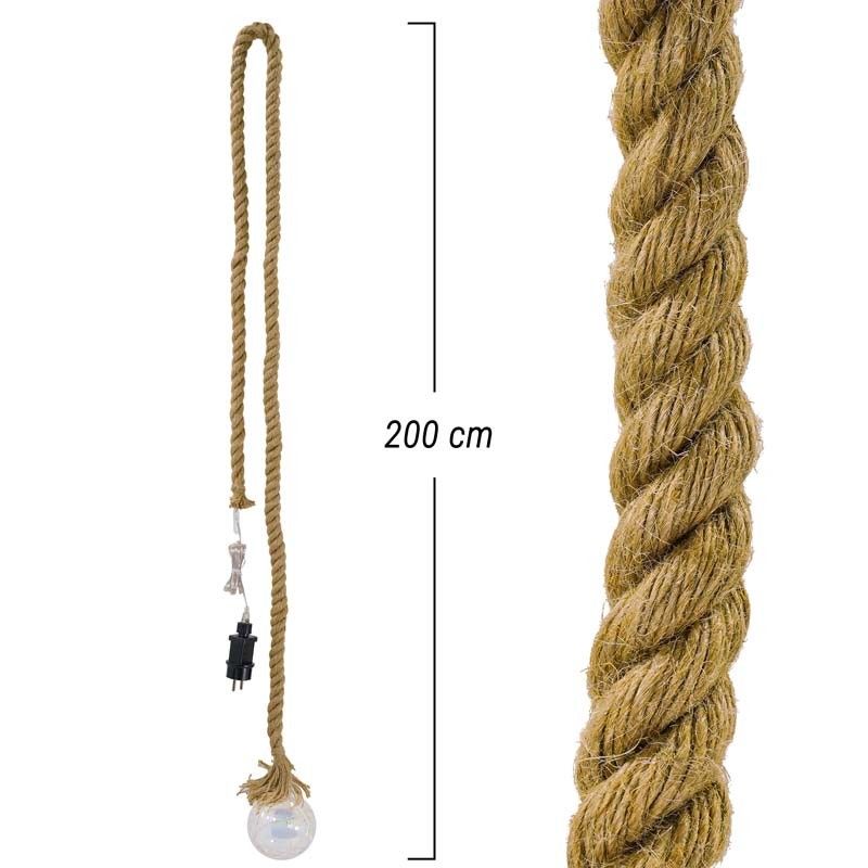 Sfera Luminosa in Vetro, Ø 10 cm, 45 Micro Led con Corda in Canapa