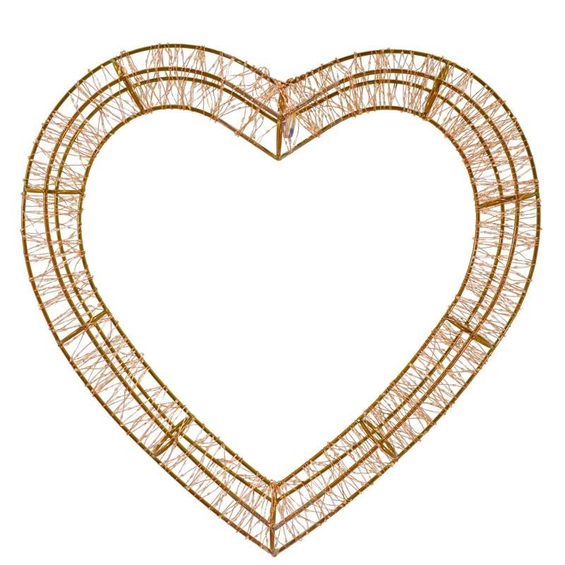 Cuore Luminoso in 3D Color Rame, 50x46.5 cm, 1440 Micro Led