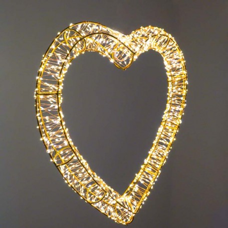 Cuore Luminoso in 3D Color Rame, 50x46.5 cm, 1440 Micro Led