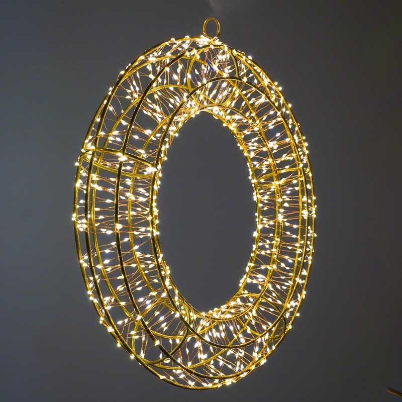 Corona Luminosa in 3D Color Rame, Ø 60 cm, 1800 Micro Led