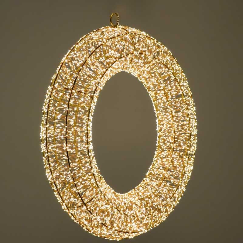 Corona Luminosa in 3D Color Rame, Ø 60 cm, 6600 Micro Led