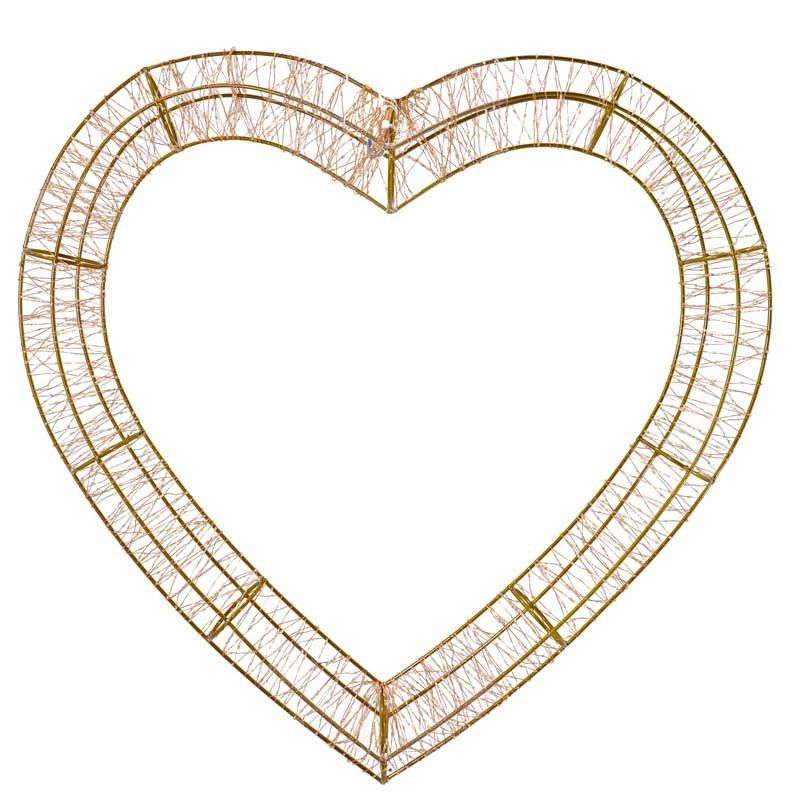 Cuore Luminoso in 3D Color Rame, 70x70 cm, 2400 Micro Led