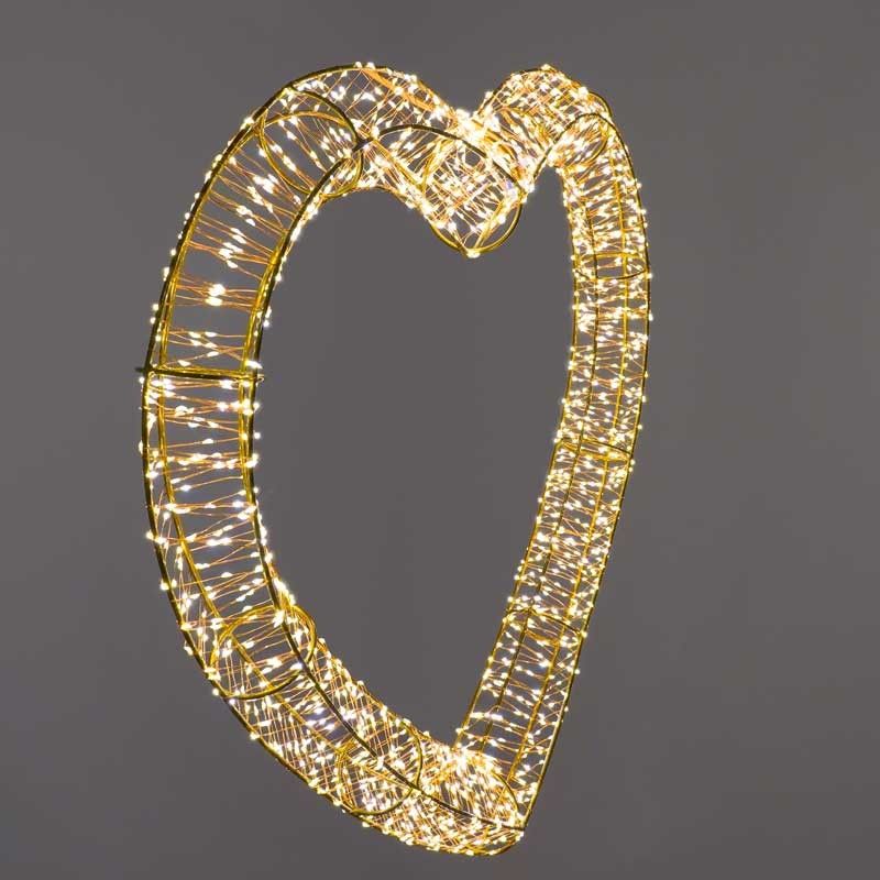 Cuore Luminoso in 3D Color Rame, 70x70 cm, 2400 Micro Led