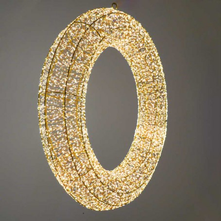 Corona Luminosa in 3D Color Rame, Ø 90 cm, 12480 Micro Led