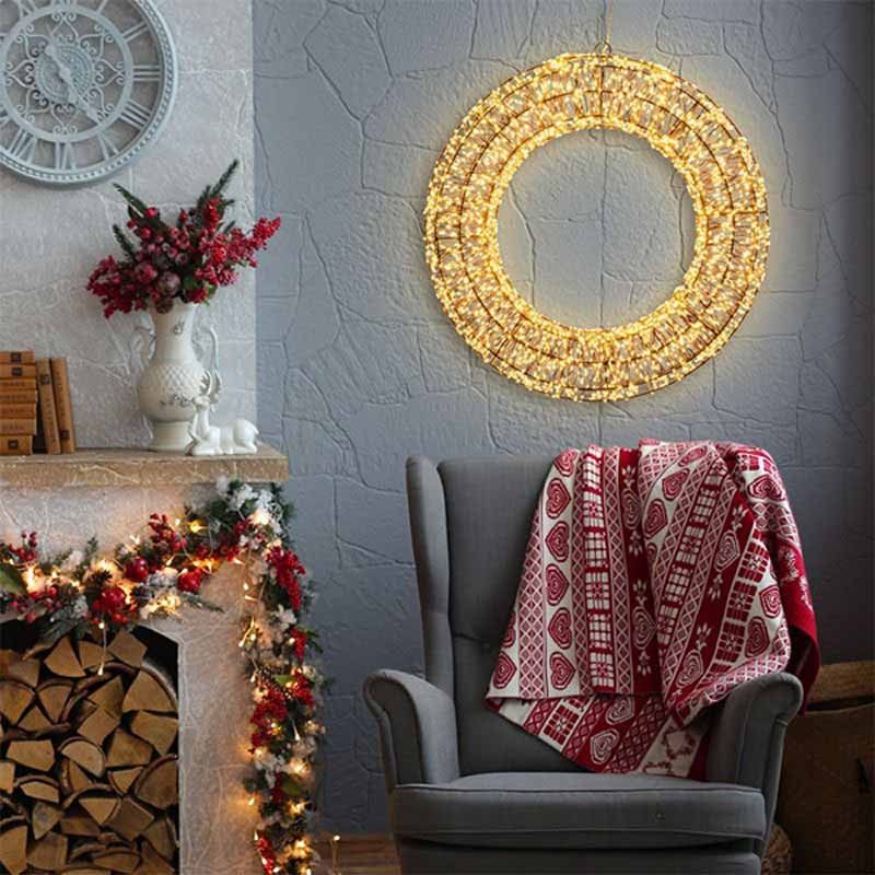 Corona Luminosa in 3D Color Rame, Ø 60 cm, 6600 Micro Led