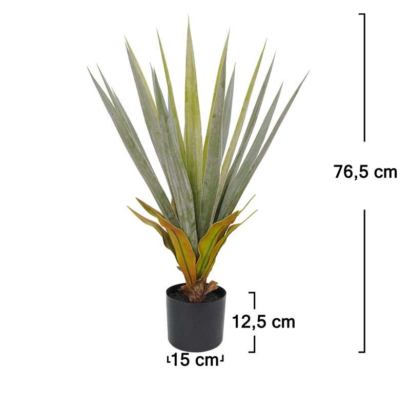 Pianta Agave Sisalana Artificiale con Vaso Nero H.76,5 cm