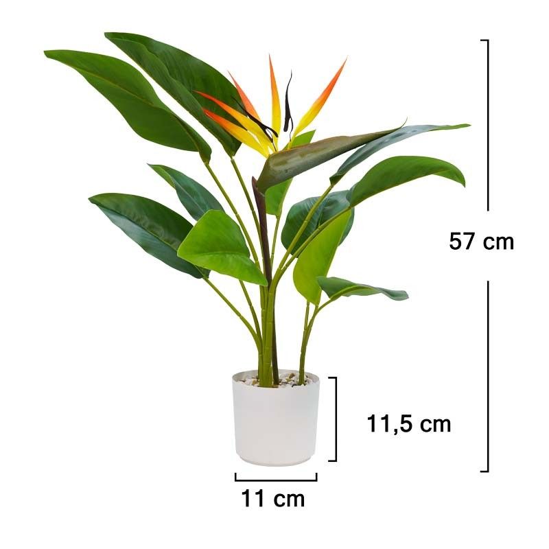 Pianta Strelitzia Artificiale con Vaso Bianco