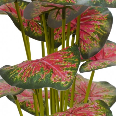 Pianta Calathea Rossa Artificiale con Vaso Grigio