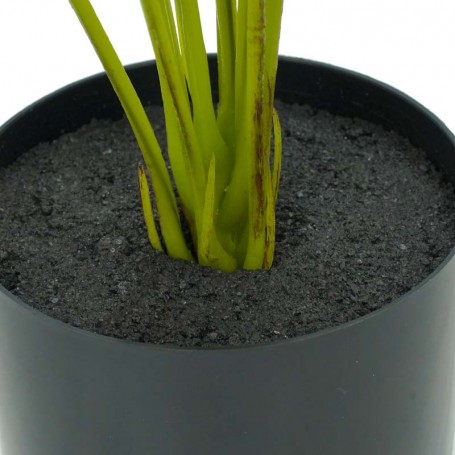 Pianta Calathea Rossa Artificiale con Vaso Grigio