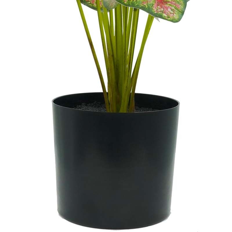 Pianta Calathea Rossa Artificiale con Vaso Grigio