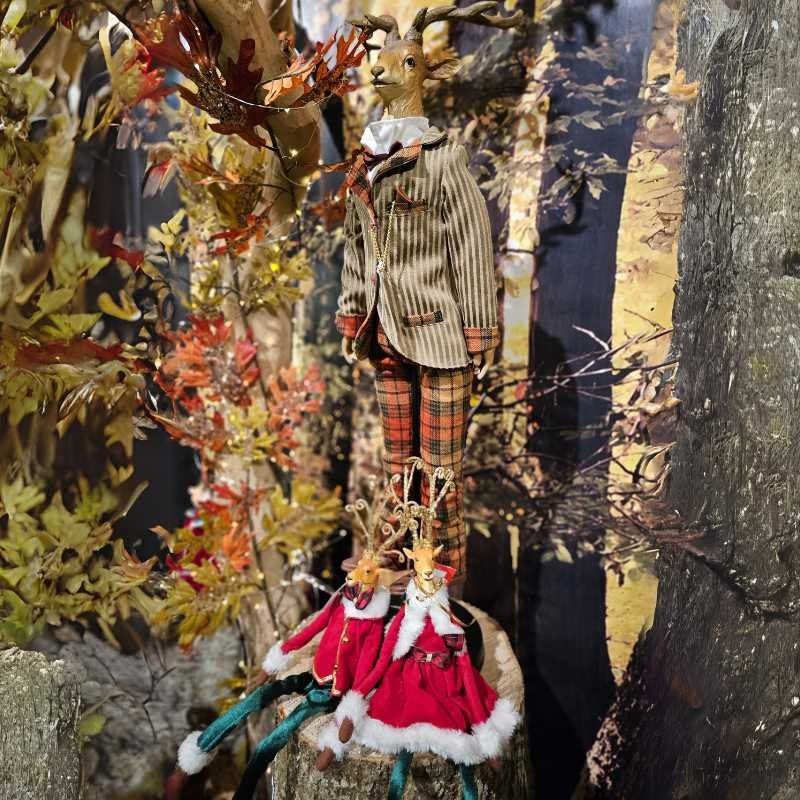 Renna Natalizia con Completo su Base Rotonda H.70 cm