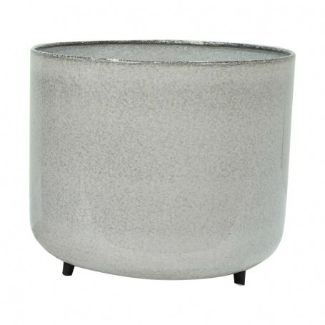 Vasi in Metallo Bianco Effetto Pietra Lucidi