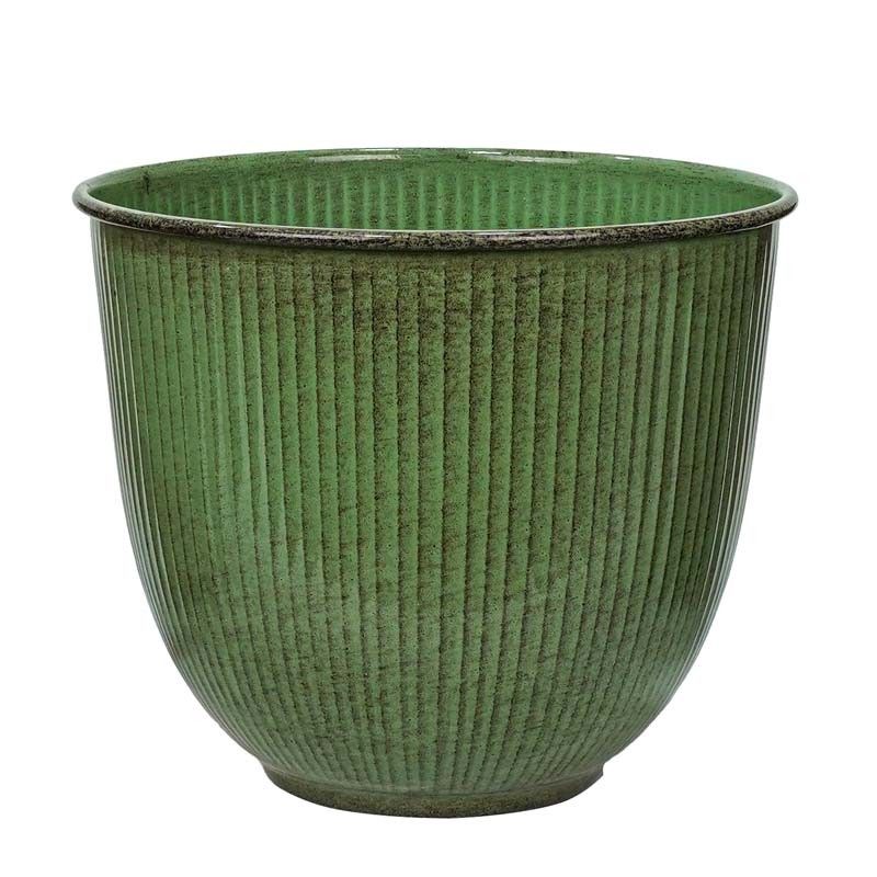 Vasi in Metallo Verde Effetto Pietra