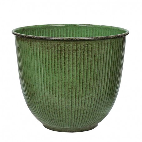 Vasi in Metallo Verde Effetto Pietra