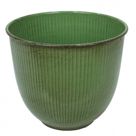 Vasi in Metallo Verde Effetto Pietra