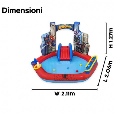 Play Center Gonfiabile Spiderman 211x206xH.127 cm - Bestway 98793