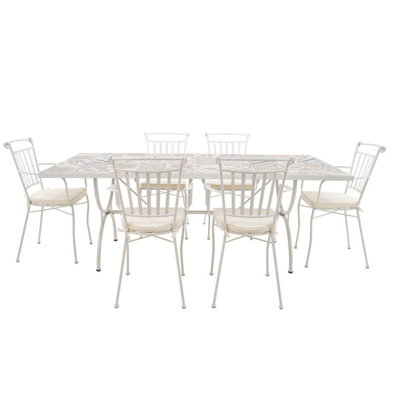 Set Tavolo e Sedie da Giardino Bianco, 6 persone - Amalfi