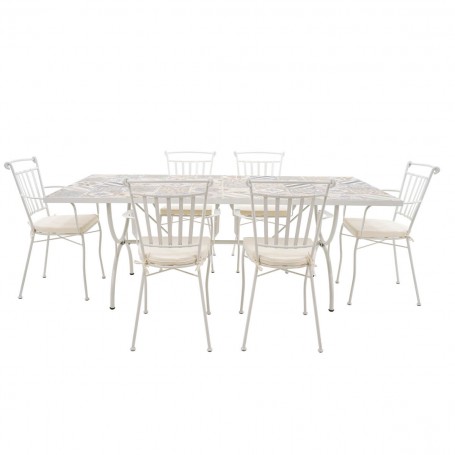 Set Tavolo e Sedie da Giardino Bianco, 6 persone - Amalfi