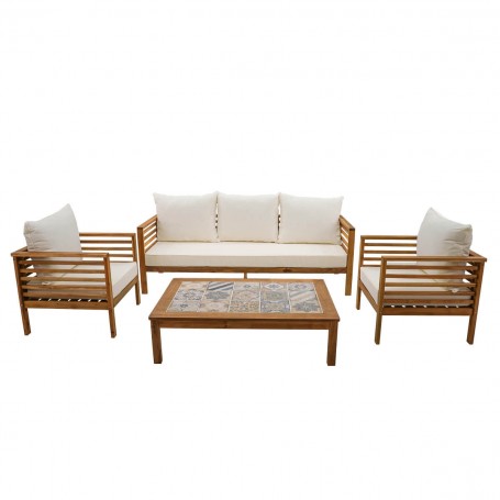 Set Divano da Giardino in Legno di Acacia, 5/6 Persone - Vietri