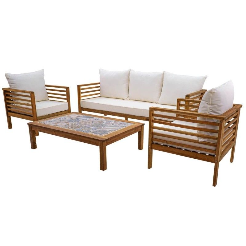 Set Divano da Giardino in Legno di Acacia, 5/6 Persone - Vietri