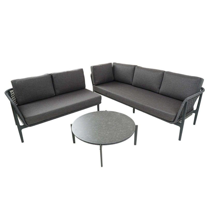 Set Divano Angolare da Giardino in Alluminio e Corda, 5/6 Persone - Bristol