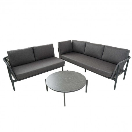 Set Divano Angolare da Giardino in Alluminio e Corda, 5/6 Persone - Bristol