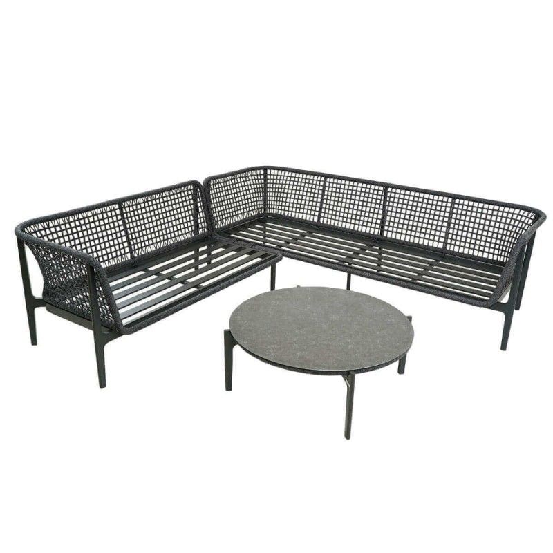 Set Divano Angolare da Giardino in Alluminio e Corda, 5/6 Persone - Bristol