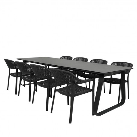 Set Tavolo e Sedie da Giardino in Alluminio e Corda, 8 persone - Nottingham