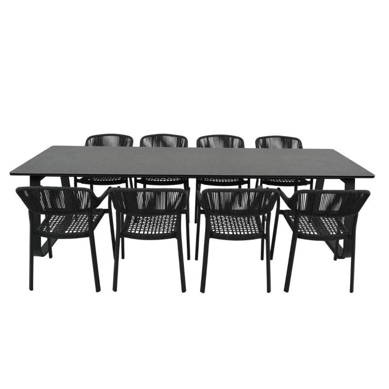 Set Tavolo e Sedie da Giardino in Alluminio e Corda, 8 persone - Nottingham