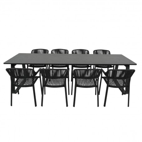 Set Tavolo e Sedie da Giardino in Alluminio e Corda, 8 persone - Nottingham